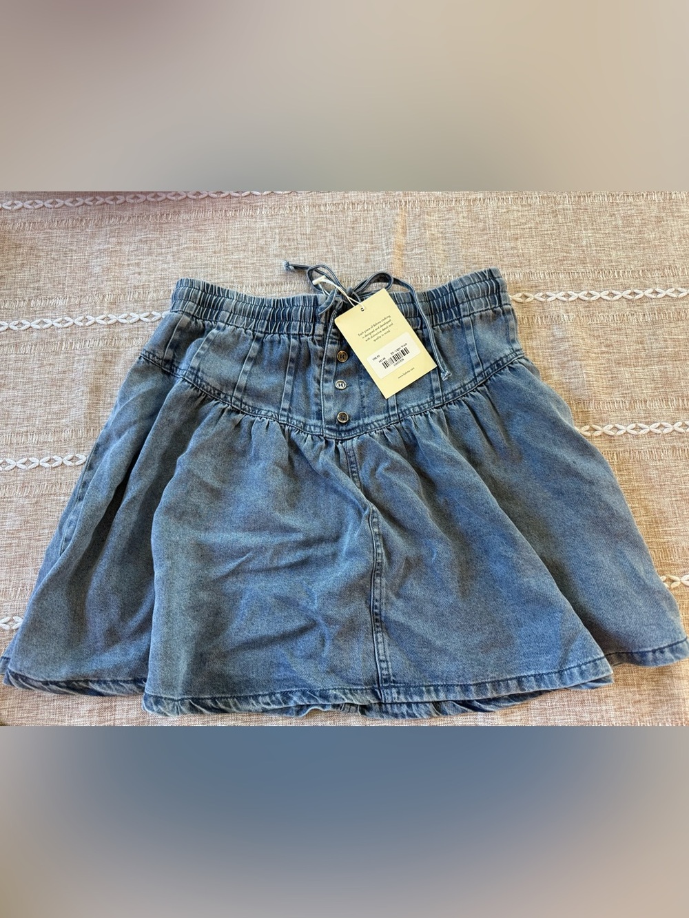 BOHME Tait Pleated Denim Mini Skirt